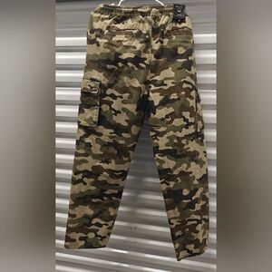 Men’s WXYZ Camo Cargo Pants XL Elastic Waist Tactical Military Style Woodland